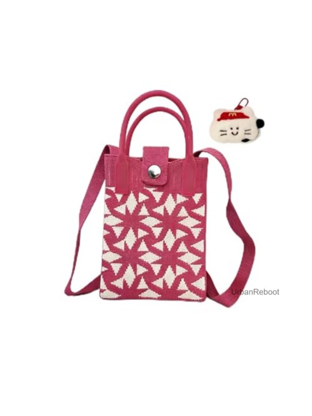 Crochet Crossbody Mini Bag Knit Purse Fluffy Key Chain Pouch